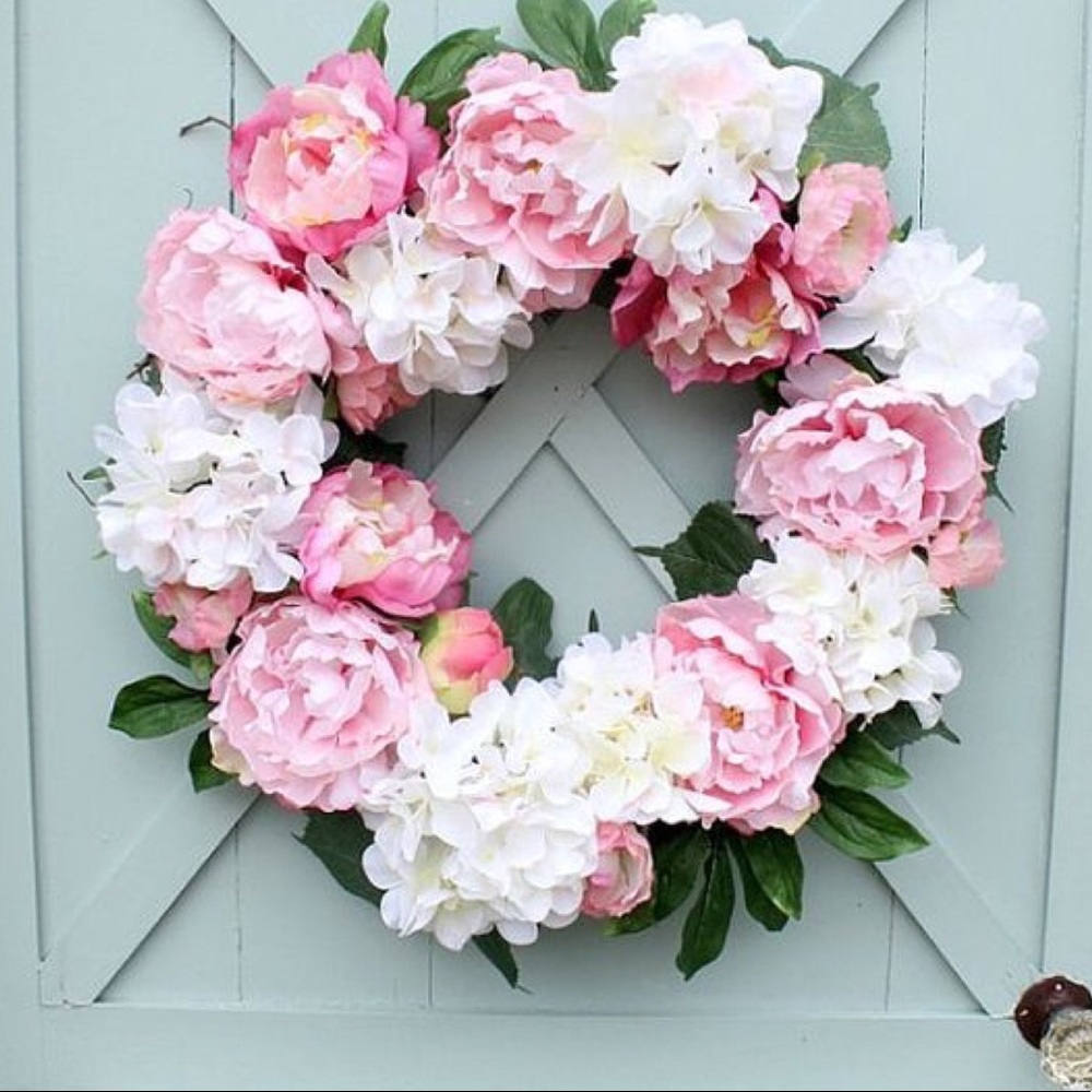 PINK and WHITE FLORAL WREATH